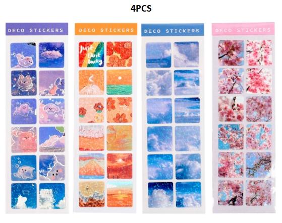 1pc Stickers Scenery Glitter PVC Decorative Decal Seal for DIY Diary Planner Scrapbook Album School Supplies Kawaii Stationery
