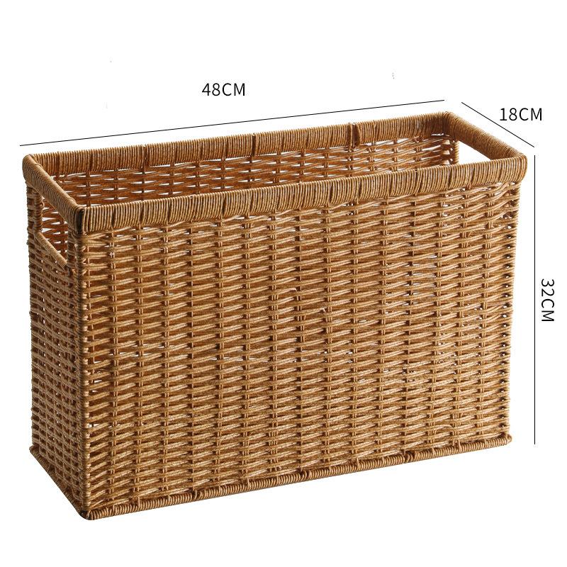Paniers de Rangement en Osier Paniers d'Étagère Tissés Rectangulaires Bacs de Rangement en Rotin Design Panier à Linge Panier à Magazines Étroit Élégant