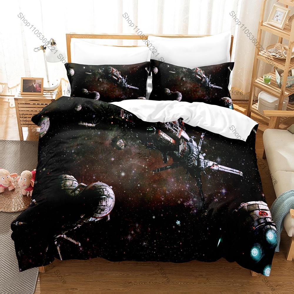 Man Made BattleTech The Board Game Duvet Cover + 2 Pillowcases Sci-Fi BattleMech Hex Tabletop Wargame Print Soft Bedding Decor