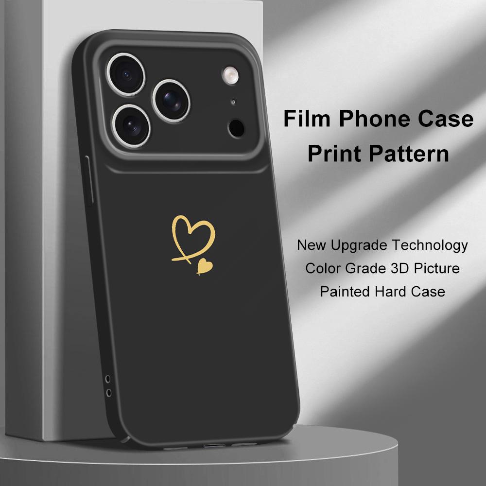 Simple Love Phone Case For iPhone 17 Air 16 16E 15 14 Plus Pro Max Film Hard Cover