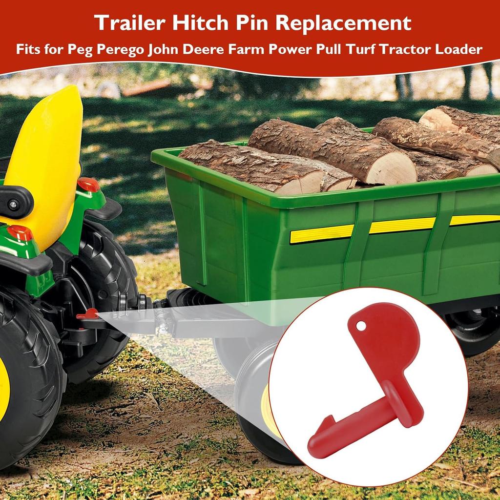 Trailer Hitch Pin Fits Peg Perego John Deere Farm Power Pull Turf Tractor Loader, Red Coupling Hitch Pin Replacement