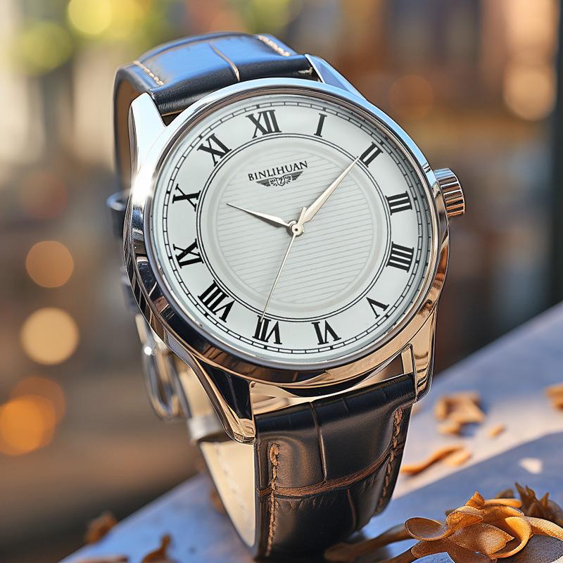 Business Men's Quartz Watch Vintage Leather Strap Wristwatch
