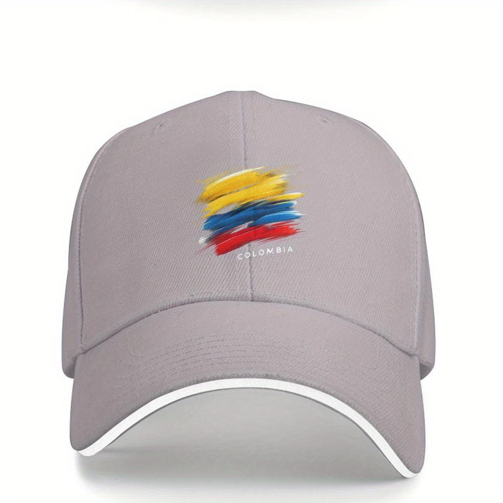 Colombia Flag Brush Stroke Baseball Cap Polyester Casual Outdoor Adjustable Sports Hat Unisex