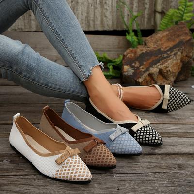 Frühlings-Damen-Flachschuhe 2024 Stricksocken-Sneaker Atmungsaktive Slipper mit runder Spitze Damen-Loafer 36-43 Leichte Schuhe in Übergröße