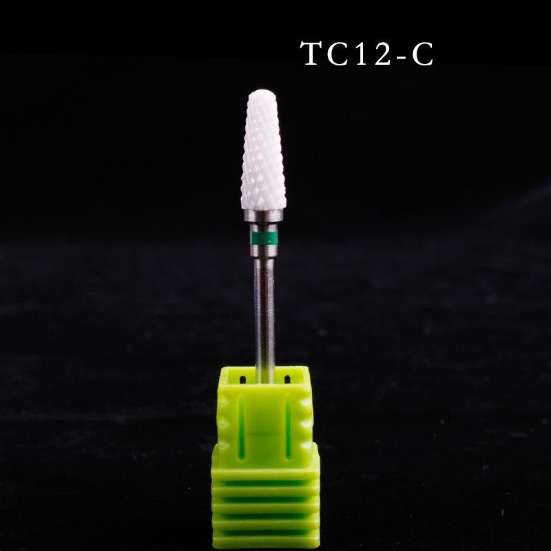 Nail Art Ceramic Grinding Head, Single Corn Bullet Cylindrical Rocket-Shaped Nail Electric Grinding Machine Accessories Grinding Head
