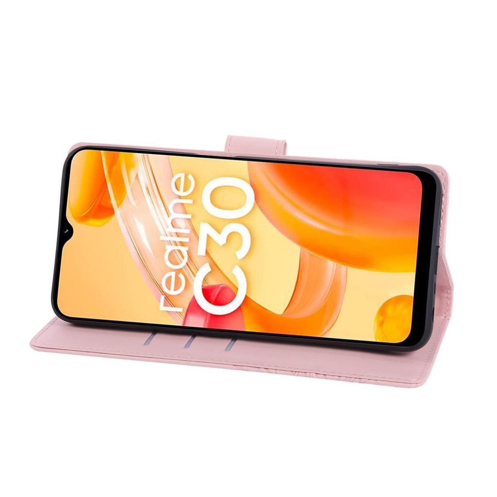 For Realme C30 4G/C30s 4G Case Rose Flower PU Leather Wallet Phone Cover with 3 Card Slots