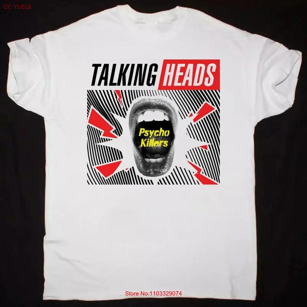 Talking Heads Psycho Killers White Color Cotton T Shirt Adults vintage Washed Soft designer clothes Unisex Stretched graphic
