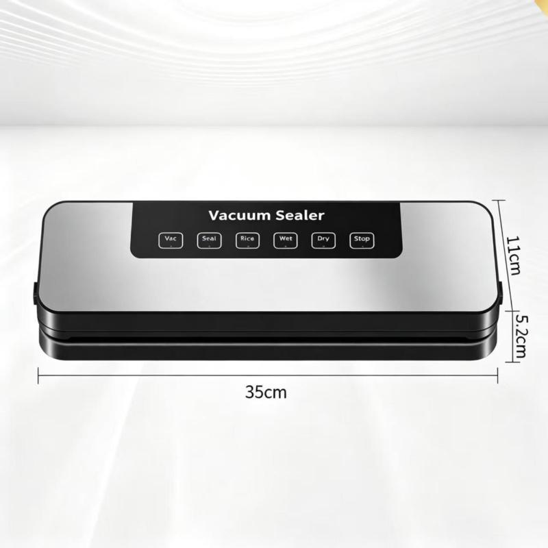 1Set Kitchen Food Storage Seal Electric Vacuum Sealer Built-In Cutter Touch Button Dry/Wet Food Sealing Vacuum Packaging Machine