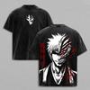 Hot Anime Bleach Kurosaki Ichigo Clothing Men Women Aesthetic Tshirts Washed Cotton Tee Retro Oversized T-shirt Harajuku T Shirt