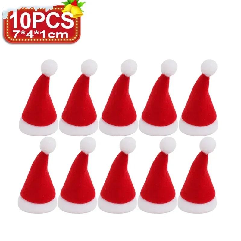 5/100PCS Mini Santa Hat Creative Wine Bottle Covers Lollipop Cap Xmas Tree Ornaments Christmas Dinner Table Decor New Year Gifts