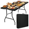Folding Catering Table Buffet Black 200X90 Cm