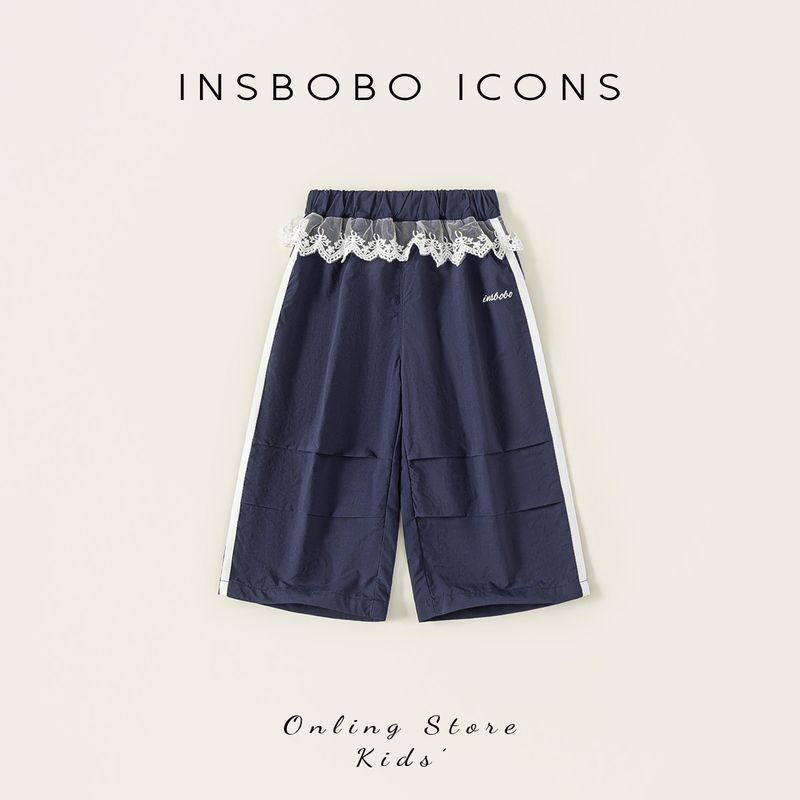 Insbobo Girls  Pants 2025 Early Summer Wear Baby GIRL S Straight Pants Children s Casual Pants Summer Children s Clothing Western Style Navy Blue 80