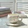 Shangqi Hand-painted Irregular Heart Ceramic Coffee Cup & Saucer Set