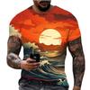 2026 New 3D Wave Printed Breathable Fast Drying Comfortable Round Neck Short Sleeved T-shirt Top