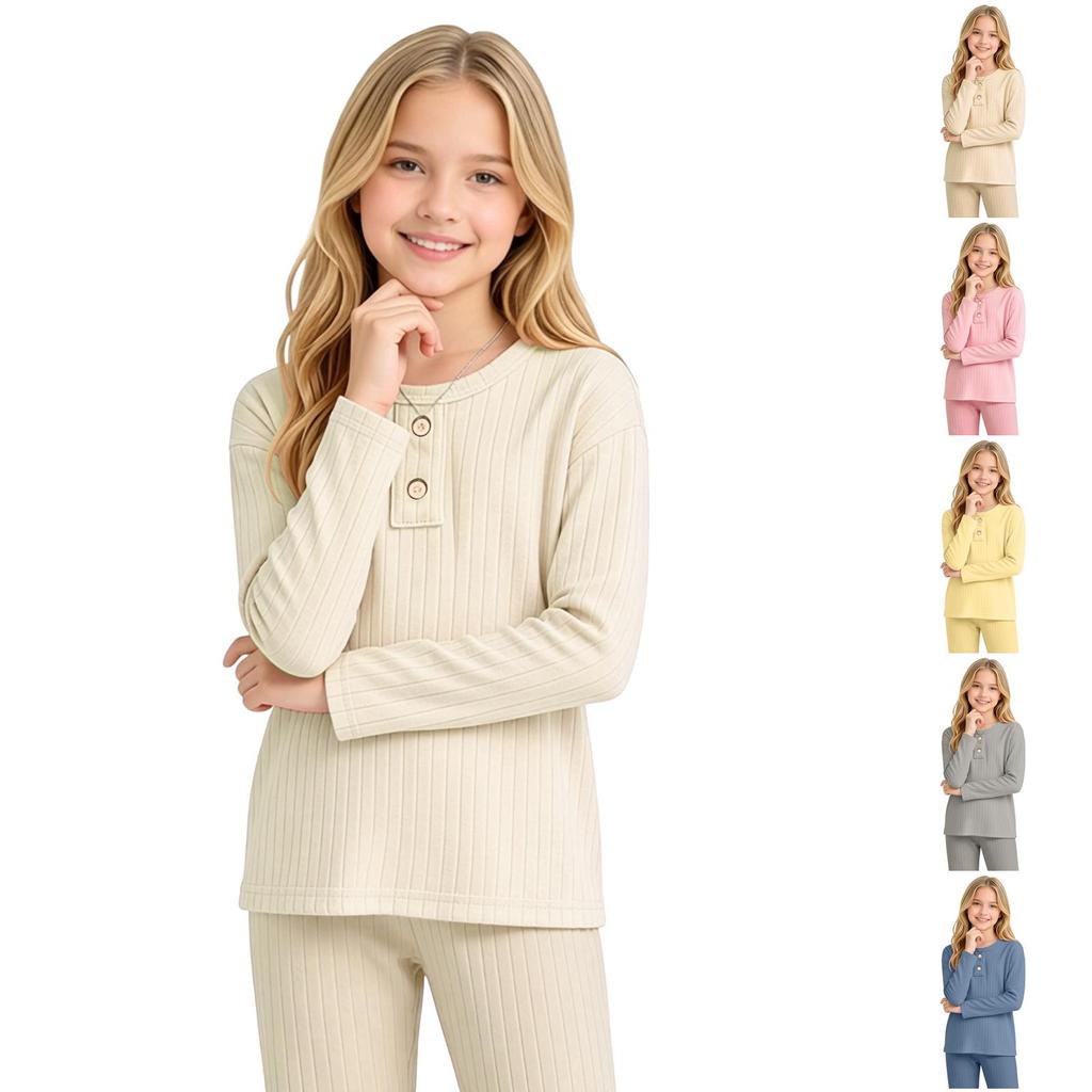 Children's Striped Long Sleeve Pajamas, Warm Sleepwear for Boys and Girls