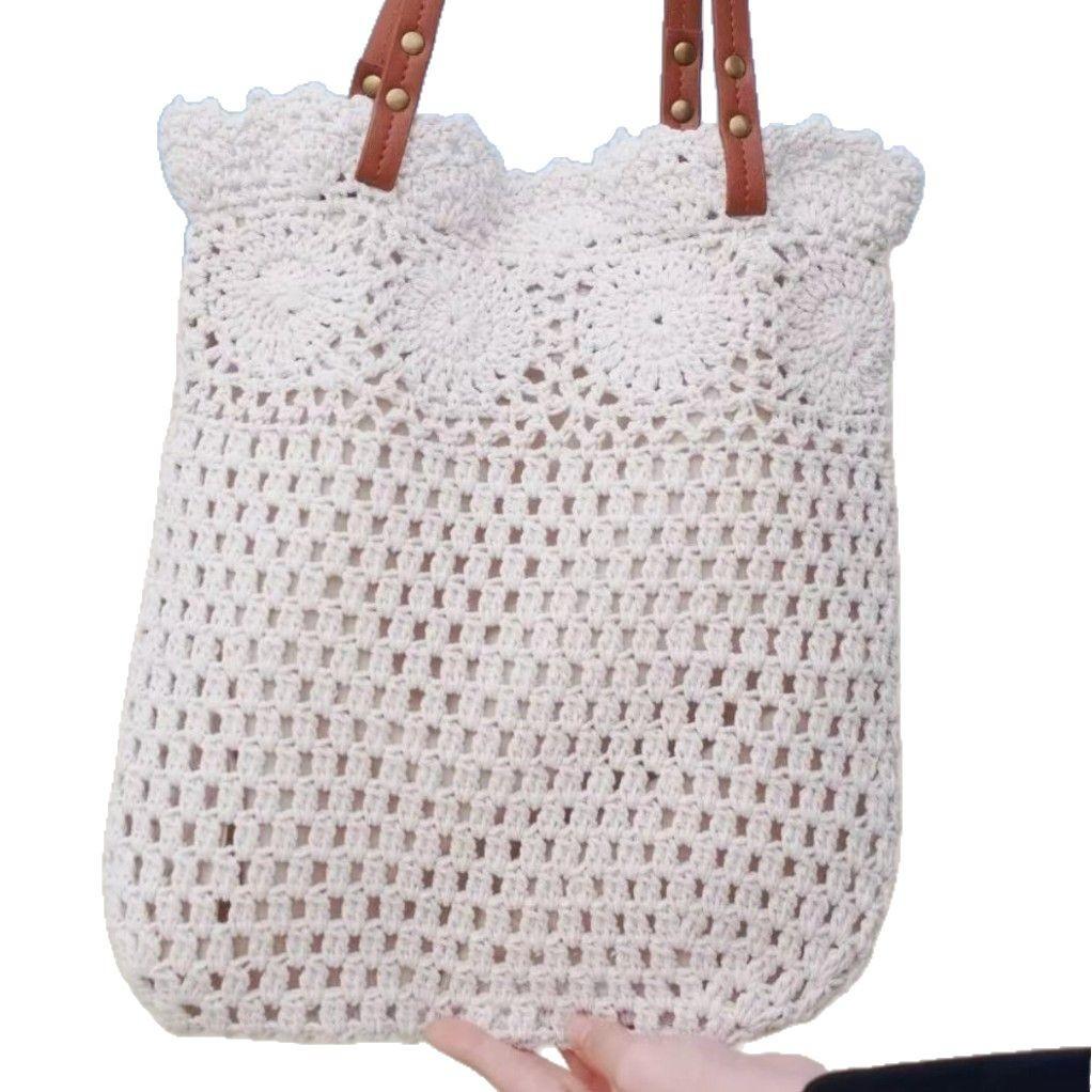 Módní všestranná dámská taška přes rameno bavlněná nit slámová taška dovolená cestování plážová taška denní dojíždění pletená taška