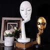 Jijijing Abstract Contemplative Face Resin Sculpture, Minimalist Hand-on-Chin Bust Statue for Desk Living Room Office, Creative Art Decor Entryway