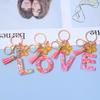 Fashion A-Z Letters Acrylic Keychain for Women Pink Butterfly Tassel Alphabet Car Key Ring Bag Charms Accessories Gift Jewelry
