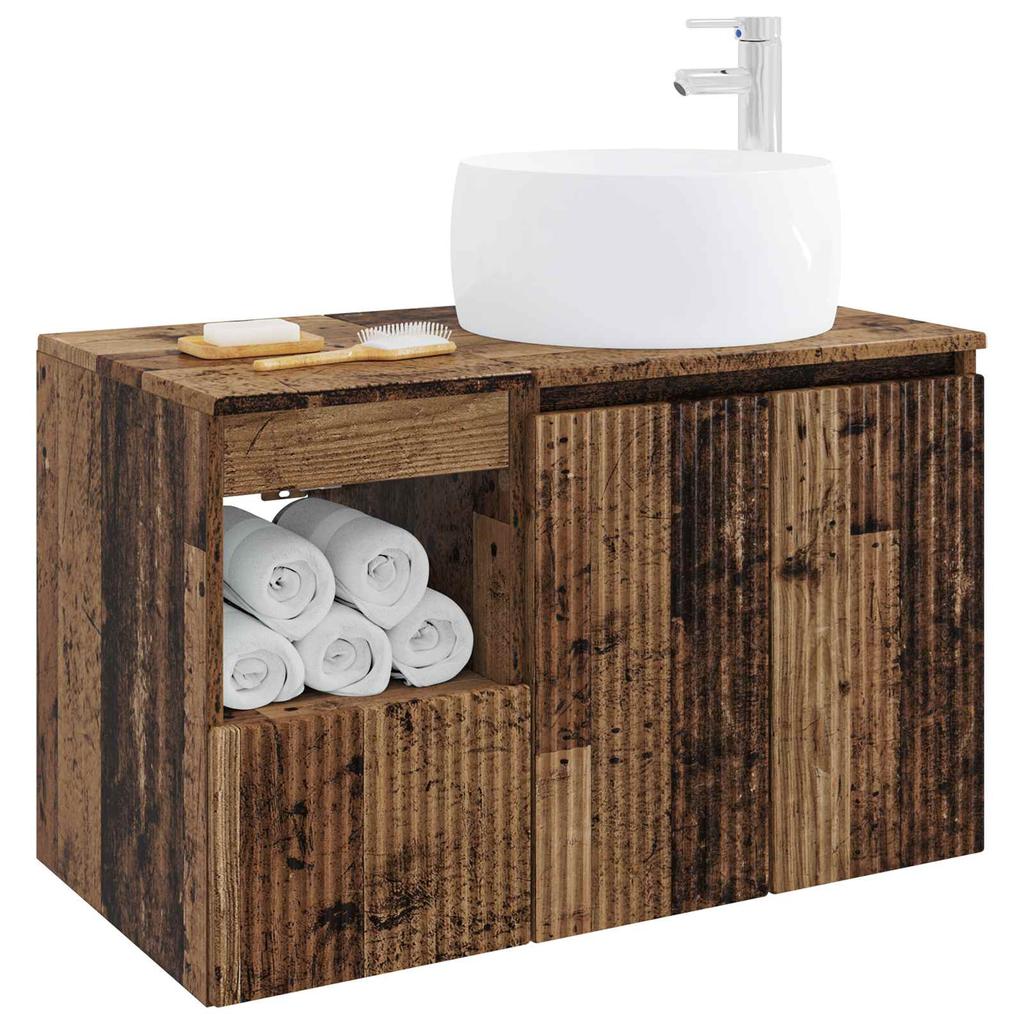 Bathroom Furniture Set 2 pcs Reclaimed Wood Engineered Wood