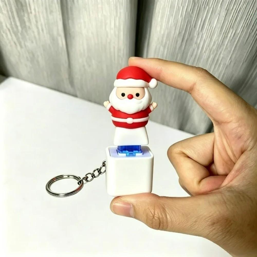 Santa Claus Christmas Fidget Button Keychain Sound Finger Button Clicker Xmas Gifts
