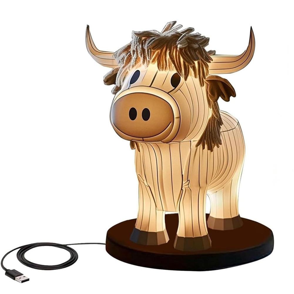 Farmhouse USB Small Table Lamps Cow Bedside LED Night Light Cow Rechargeable Battery Operated Lamps Cow Shaped Nightstand Light
