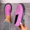 Women's British Style Loafers, Thick Sole Slip-On Retro Shoes, Chunky Heel Plus Size Fall Casual Footwear