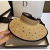 Trendy Summer Luxury Rhinestone Sun Hat, Straw Hat, Sun Protection Hat, Wide-brimmed Beach Hat, Raffia Empty-top Hat
