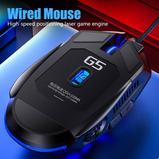 G5 Wired Mouse Mute Computer Accessories RGB BackLight Ergonomic USB 3200DPI E-Sports Mechanical