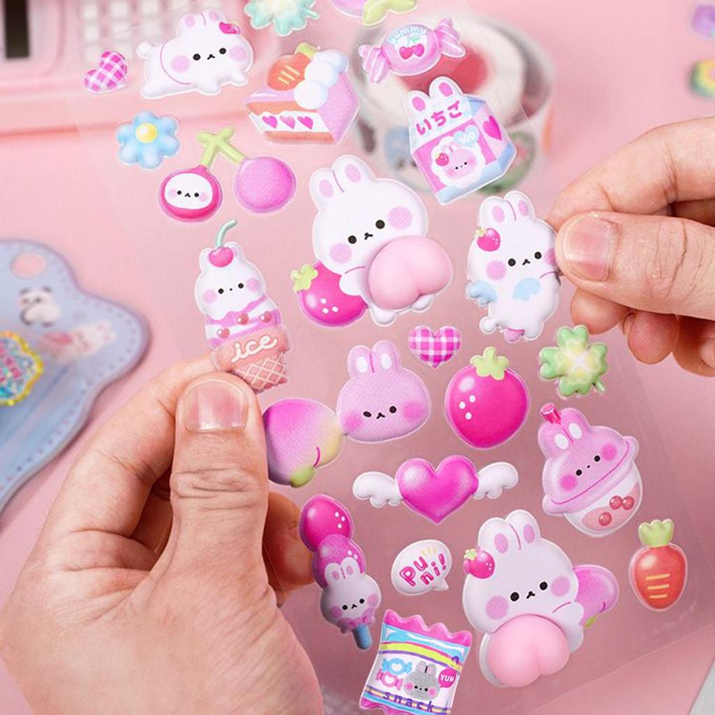 3D Relief Stickers Cute Animal Art Craft Decals Cartoon Animal Lovely Sticker For Notebook Scrapbooking Planners Journals Laptop