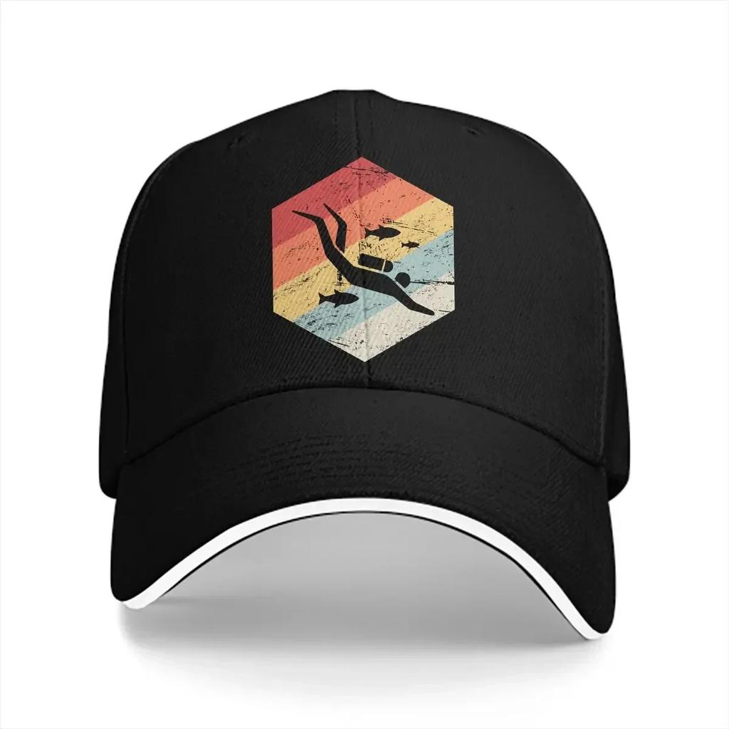 Diving Dive Multicolor Hat Peaked Unisexs Cap Retro s Scuba Diver Personalized Visor Protection Hats