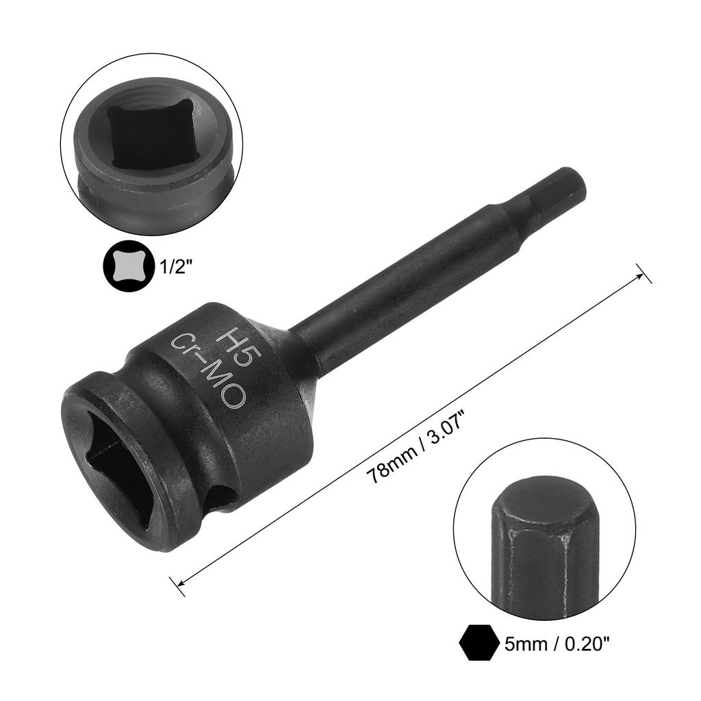4/5/6/7/8/9mm Hex Impact Bit Socket H4-H9 CR-MO Steel Impact Drive Hex Bit Sockets Lengthen Hex Screwdriver Socket Adapter