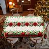 Christmas Table Decoration, Red And Green Flowers, Birds, Elk Tablecloth, Wavy Edge Round Table Square Table Universal Home Holiday Decoration