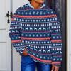 Men's Neck Christmas Print Knit Sweater for Fall and Winter
