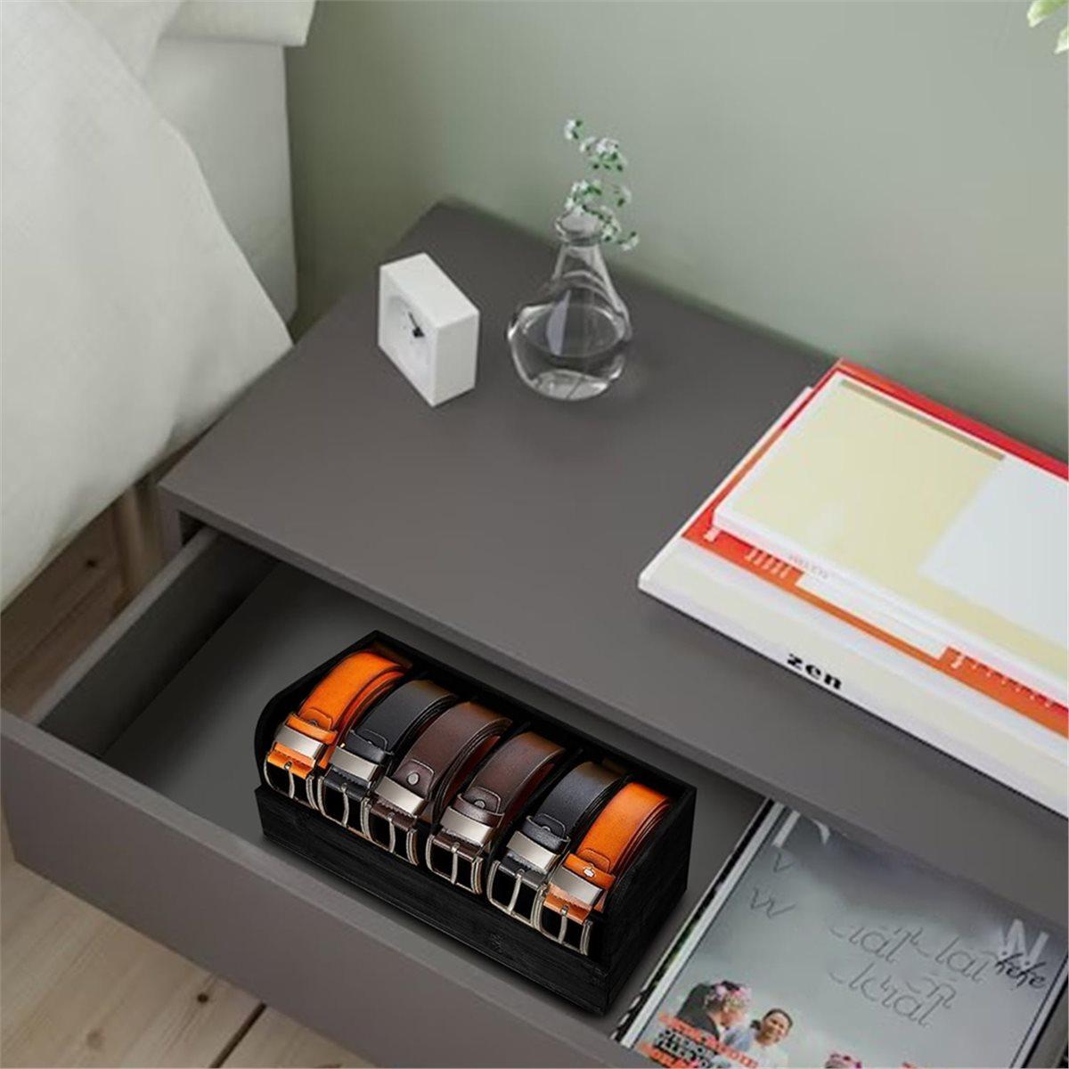 

Belt Organizer, 6 Compartments Belt Organizer for Closet and Drawer, Bamboo Display Case for Tie and Belt China Mainland