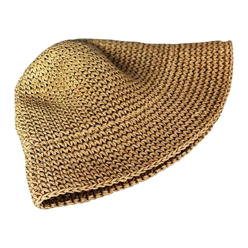Natural Straw Summer Hat Packable Travel Handwoven Bucket Caps Sun Protection Beach Accessory
