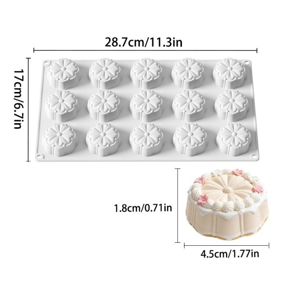 15-Cell Flower Design Chocolate Mold Food Grade Silicone 3D Simulated French Pastry Mold Flexible Reusable Mousse Cake Mould