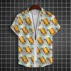 Men's Summer Short Sleeve Hawaiian Shirt Beach Holiday Print Shirt Top 100% Polyester Men's Beer Print Short Sleeve Shirt
