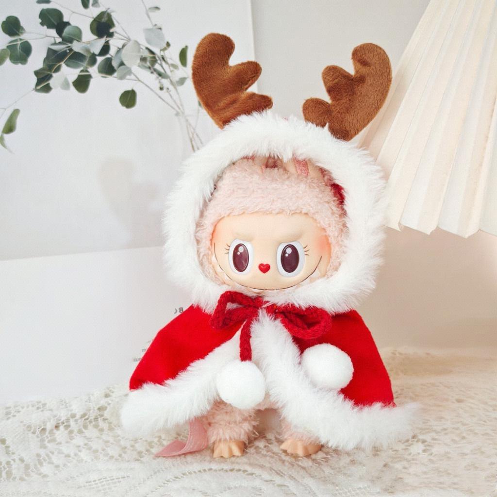 17cm Labubu Baby Doll Clothes Canvas Dress Changing Set Christmas New Year Outfit for 17cm Dolls