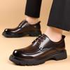 Retro Cowhide Platform Business Men's Dress Shoes Spring Autumn Soft-soled Man Wedding Shoes Genuine Leather Derby Shoes
