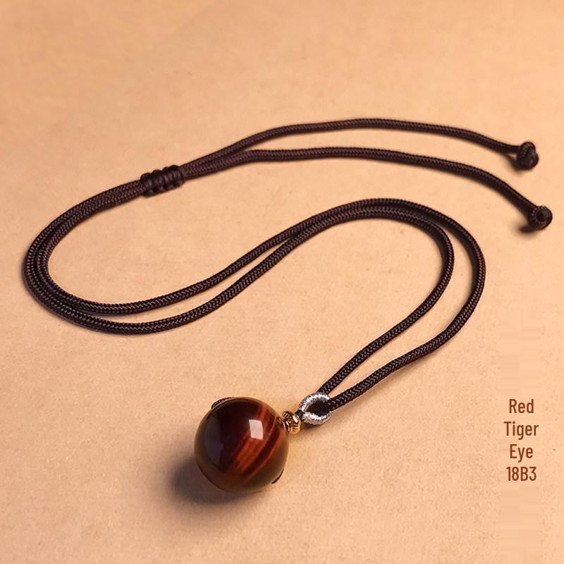Tiger Eye, Obsidian & Amethyst Pendant Necklace – 16MM for Men