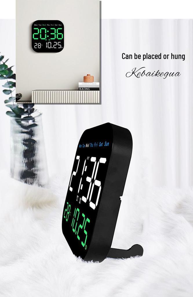 Multifunctional LED Electronic Wall Clock with Stand, Model 6650