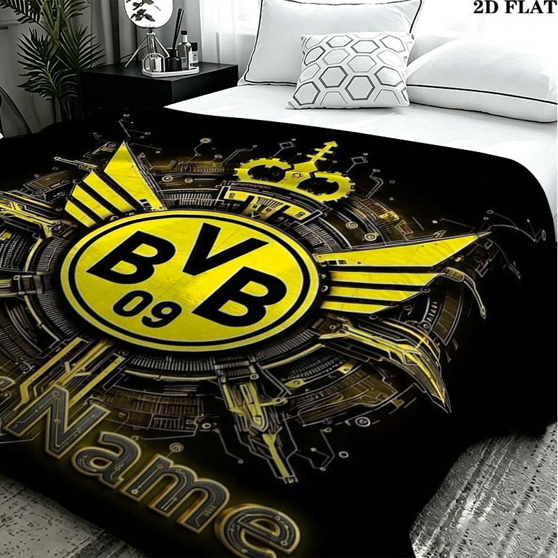 1PC Borussia Custom Name Patterned Flannel Blanket Suitable For All Seasons for Home Decor Warmth and Comfort Gifts Holiday Present