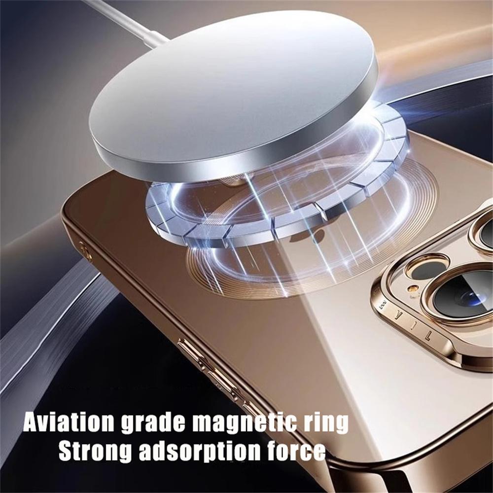 Soft Plating Wireless Charge For Magsafe Phone Case For iPhone 17 15 14 13 12 11 16 Pro Max Magnetic Clear Back Covers