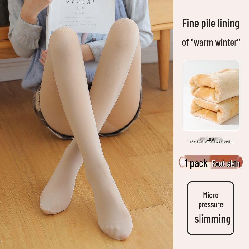 

Plus Size Velvety Thick Tights: Autumn/Winter Non-Slip Skin Tone 2XL (65-90 kg)