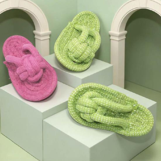Haustierspielzeug Molaren Zähne Schutz Weiches Robustes Kauspielzeug Geknotete Textur Pantoffelform Bissfest Zahnpflege Hundespielzeug mit Eingebautem Geräusch