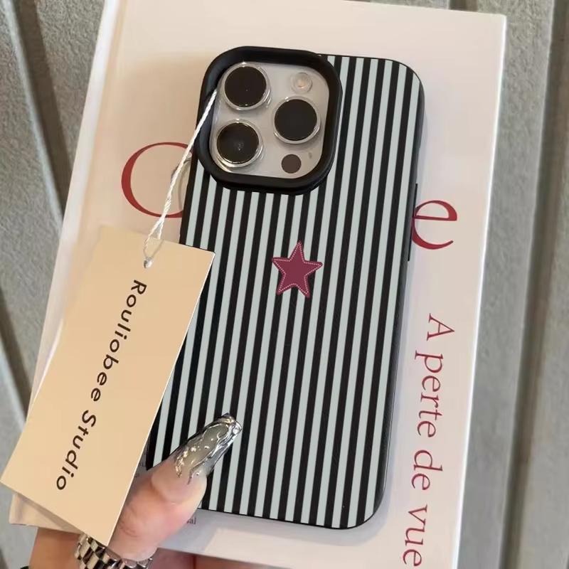 Blue Striped Star Pattern Phone Case For iPhone 17 Pro Max 16 Plus 15 Pro 14 13 12 11 XS XR 17Air Silicone Soft Cover