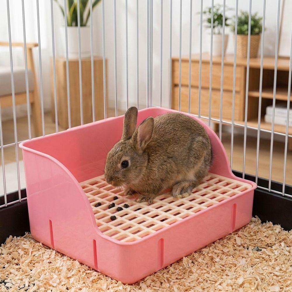 Anti Splashing Rabbit Litter Box Detachable Grids Potty Trainer Small Animal Litter Pan High Side Grid Plastic Corner Toilet Box