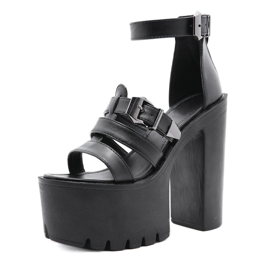 Fashion Plus Size 35-43 Sandals For Women 2025 Summer New Platform High Heels Belt Buckle Wedges Ankle Strap Roman Sandals Female