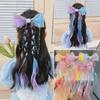 Rainbow Bow Braided Headband & Hair Clip Set for Girls - Spring/Summer Hair Accessories