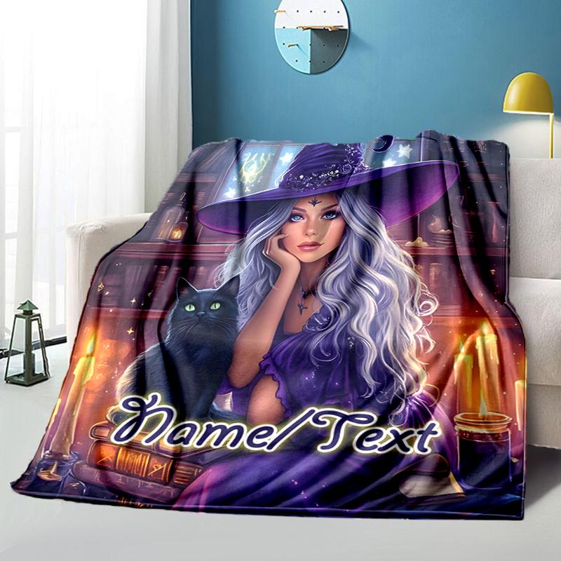 1PC Custom Name Witchcraft Magic Outdooor Flannel Blankets Throw Blanket All-Season Throw Gift Bedspread for Couch, Bed, Camping Holiday Birthday Gift